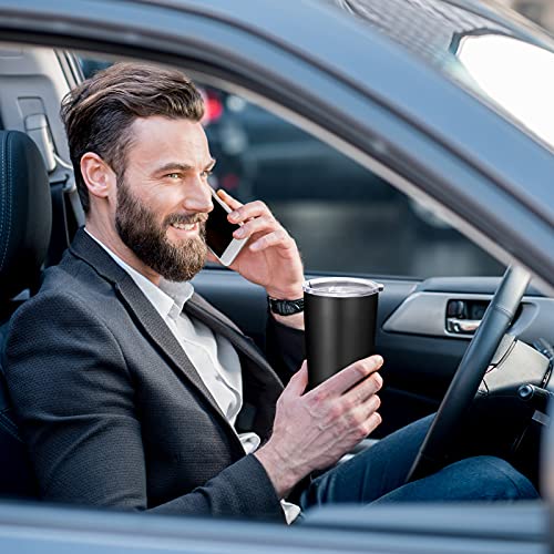 Image of VEGOND 20oz Tumbler Bulk with Lid and Straw 1 Pack, Stainless Steel Vacuum Insulated Tumbler, Double Wall Coffee Cup Travel Mug, Black