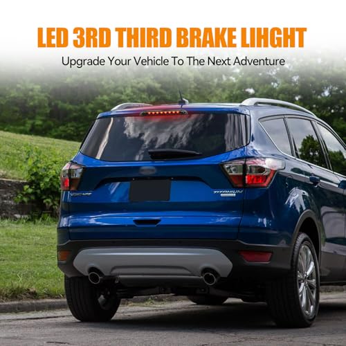 Image of Third 3rd Brake Light LED for 2013-2018 Ford Escape, High Mount Rear Brake Lights Assembly for 13-18 Escape, Waterproof Center Cab Lamp Stop Light (Black)