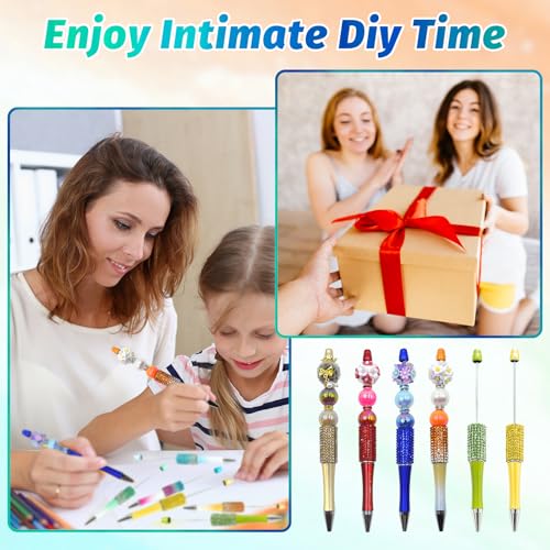 Image of 150 Pcs DIY Diamond Beadable Pen Kit - 50 Plastic Rhinestone Beaded Pens Bulk with Refills & Bags - Fancy Cute Glitter Pens for Crafting, Students & Teachers - School Supplies (Colourful)