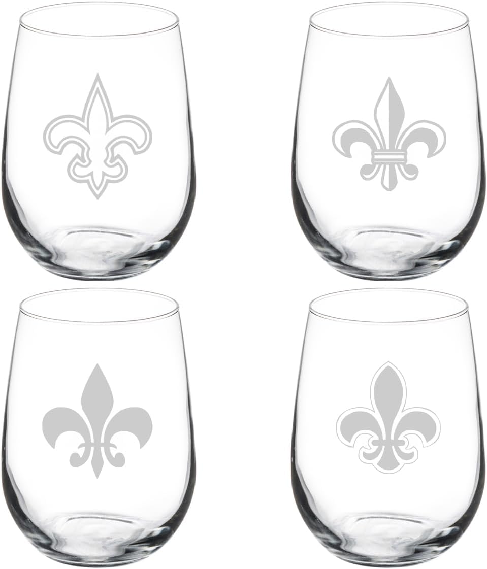 MIP Set of 4 Wine Glass Gift Fleur De Lis Collection (10 oz)