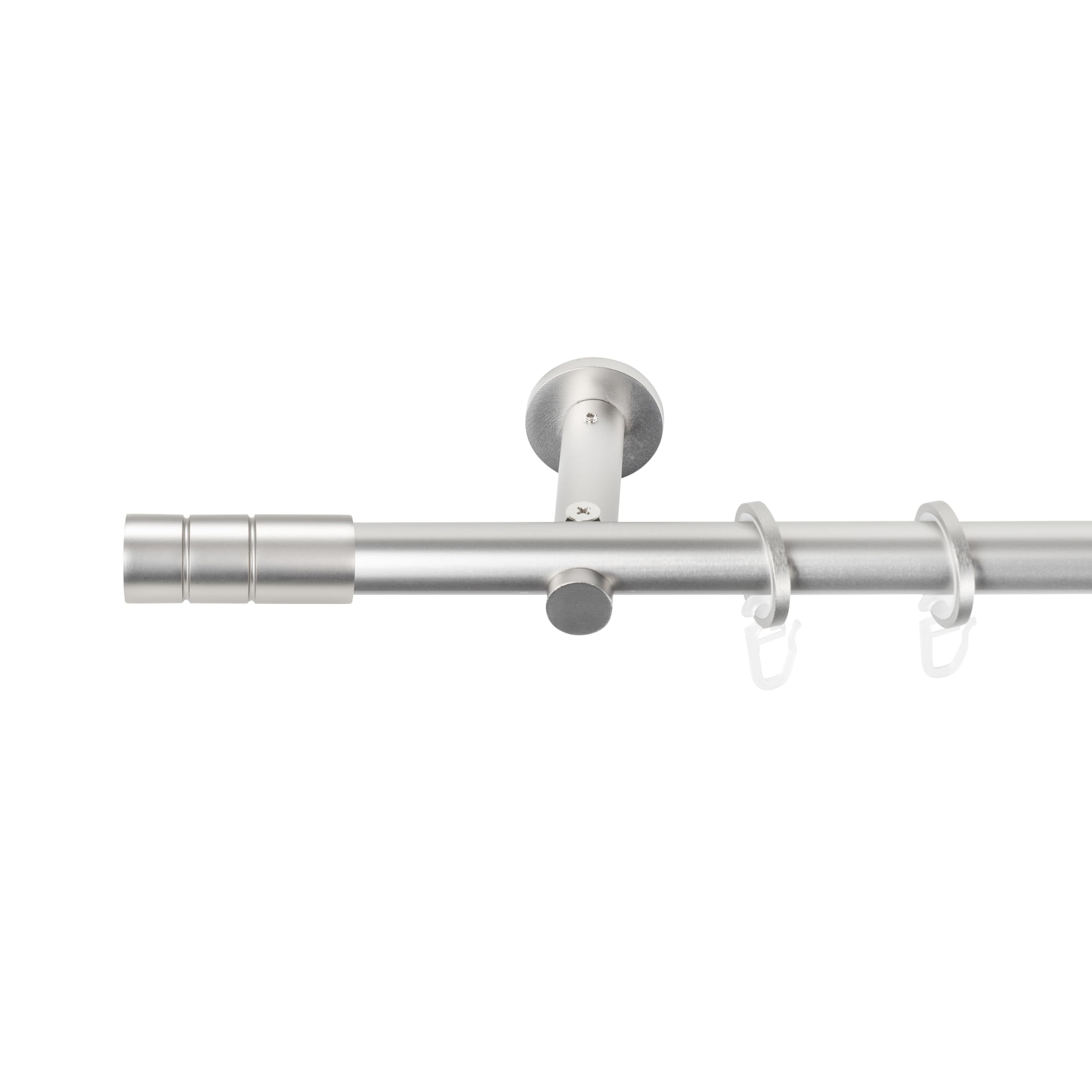 SN Deco Gardinenstange Basel, 25 mm, 1-läufig, Stahl, Komplett-Set mit Ringen, Auflageträger, 480 cm, chrom matt