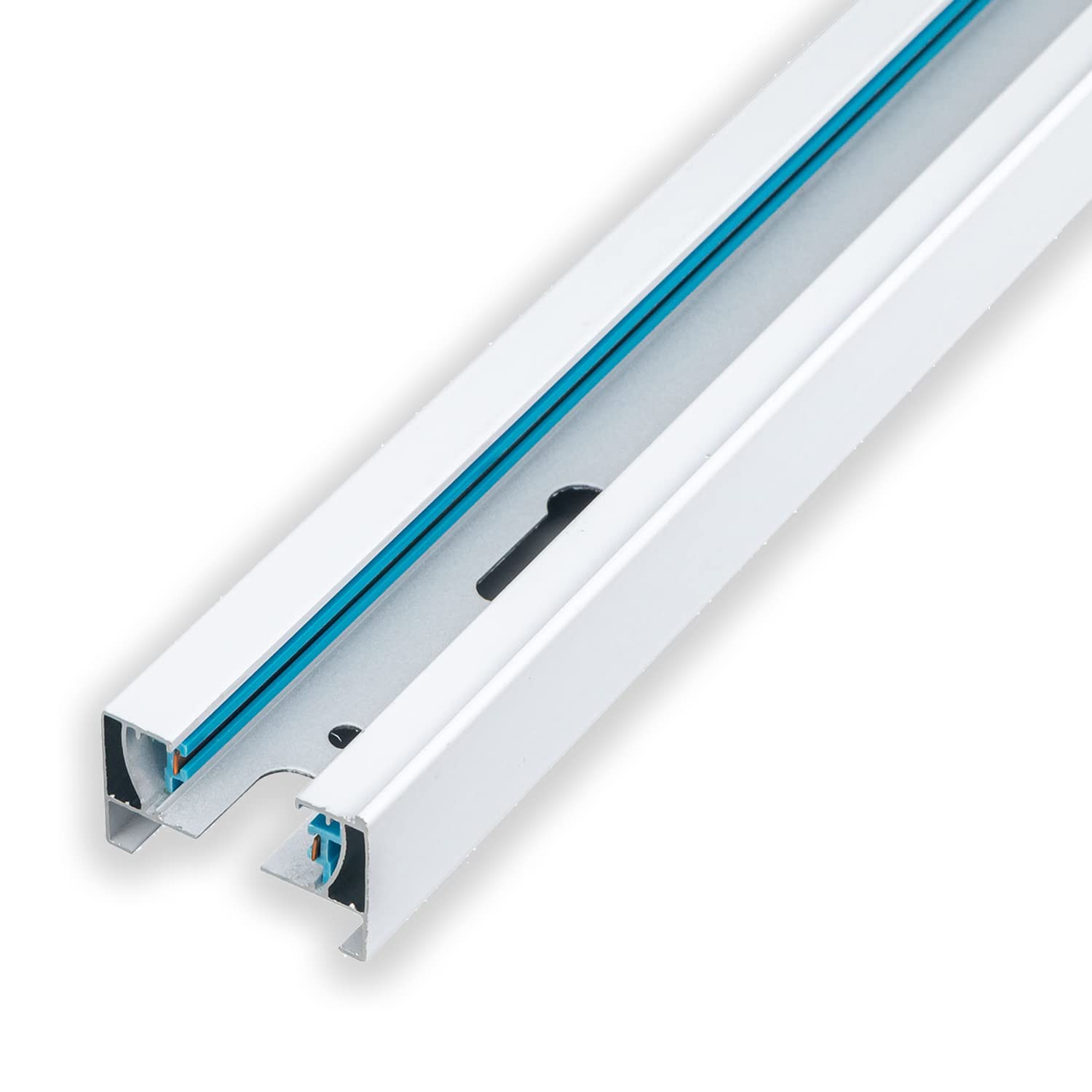 POPP® Carril monofásico 2 metro Accesorio para carril LED *foco no incluido* en monofásico superficie aluminio blanco (Blanco 2 metro)