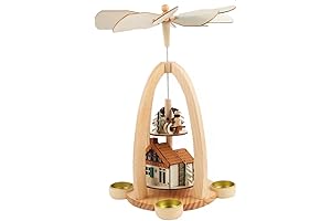 German Christmas Pyramids: 14-Inch Nativity Pyramid with Candle Holders