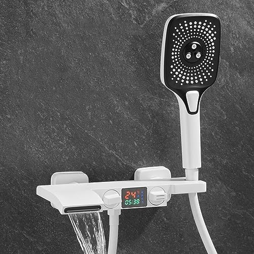 Robinet de baignoire cascade en laiton avec douchette et affichage digital