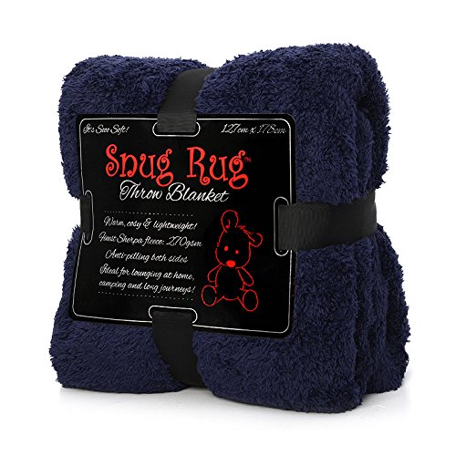 Snug Rug Special Edition Luxury Sherpa Fleece Snug Rug Throw Blanket (Navy Blue) by Snug Rug
