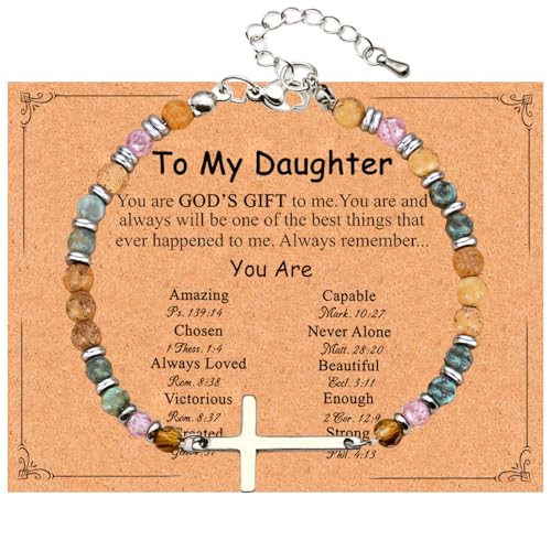 Dczosily Daughter Bracelets Cross Bracelet for Women, Christian Gifts for...