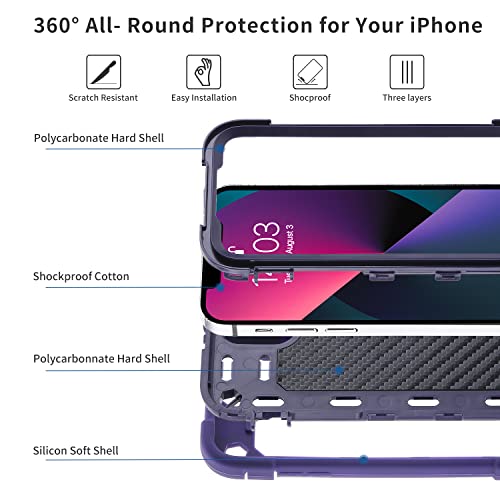 Image of MARKILL Compatible with iPhone with Built-in 360Rotating Ring Stand, Military Grade Drop Protection Full Body Rugged Heavy Duty Case Durable Cover (Deep Purple, iPhone 13 mini /12 mini 5.4 inch)