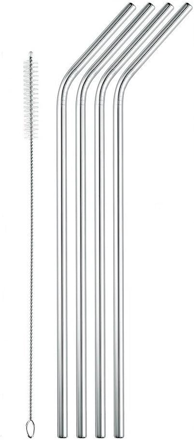 Extra Long Stainless Steel Drinking Straws, Set of 4, Cleaning Brush Included.
