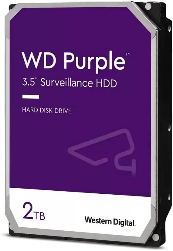WD Purple 2TB for 3.5" Video Surveillance Internal Hard Drive - AllFrame™ Technology - 180TB/Year, 64MB Cache, Three Year Warranty