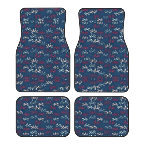 Tapis de voiture universels avec imprimé vélo pour berline et SUV (lot de 4)