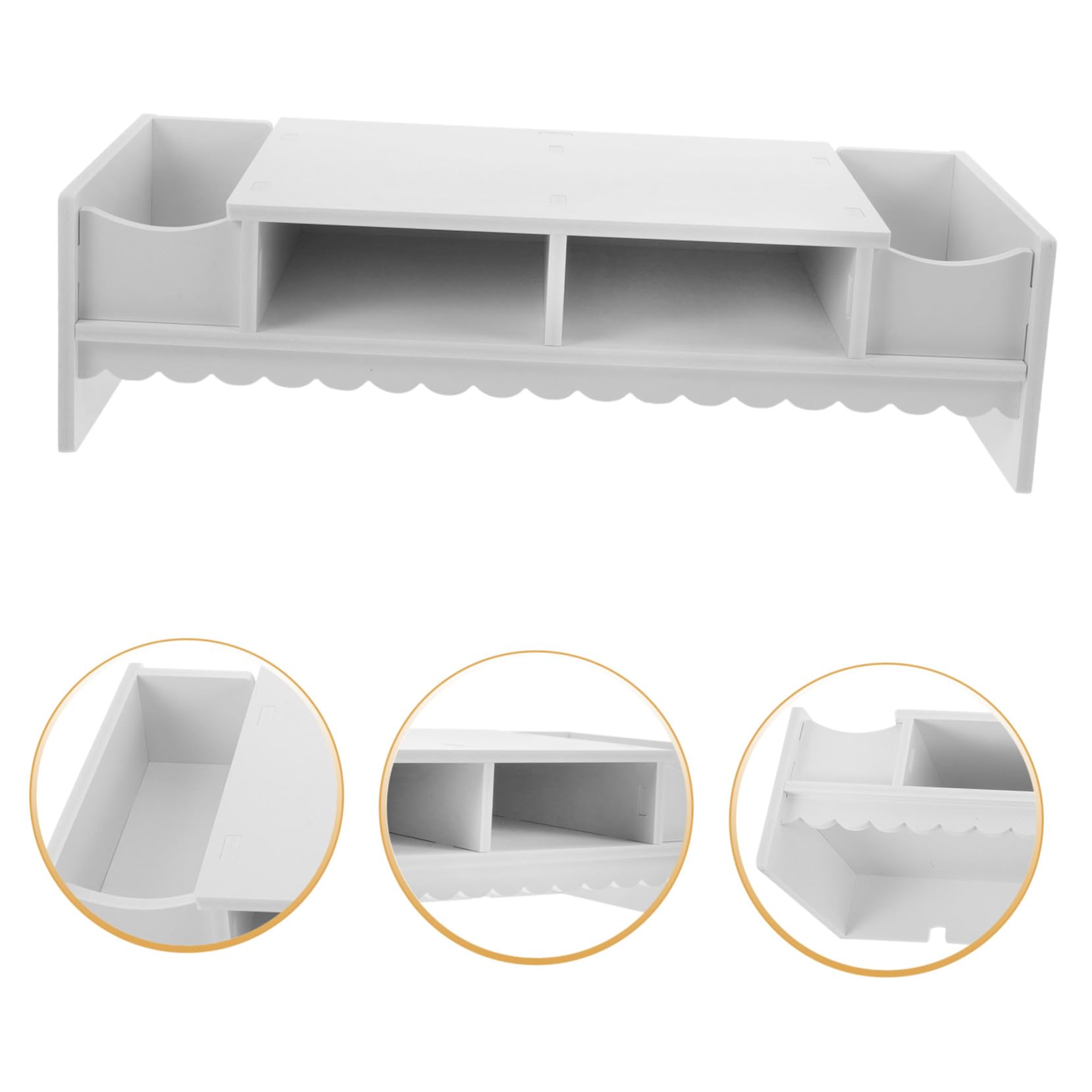 Étagère de Bureau pour Écran en Pvc, Rangement Blanc Moderne