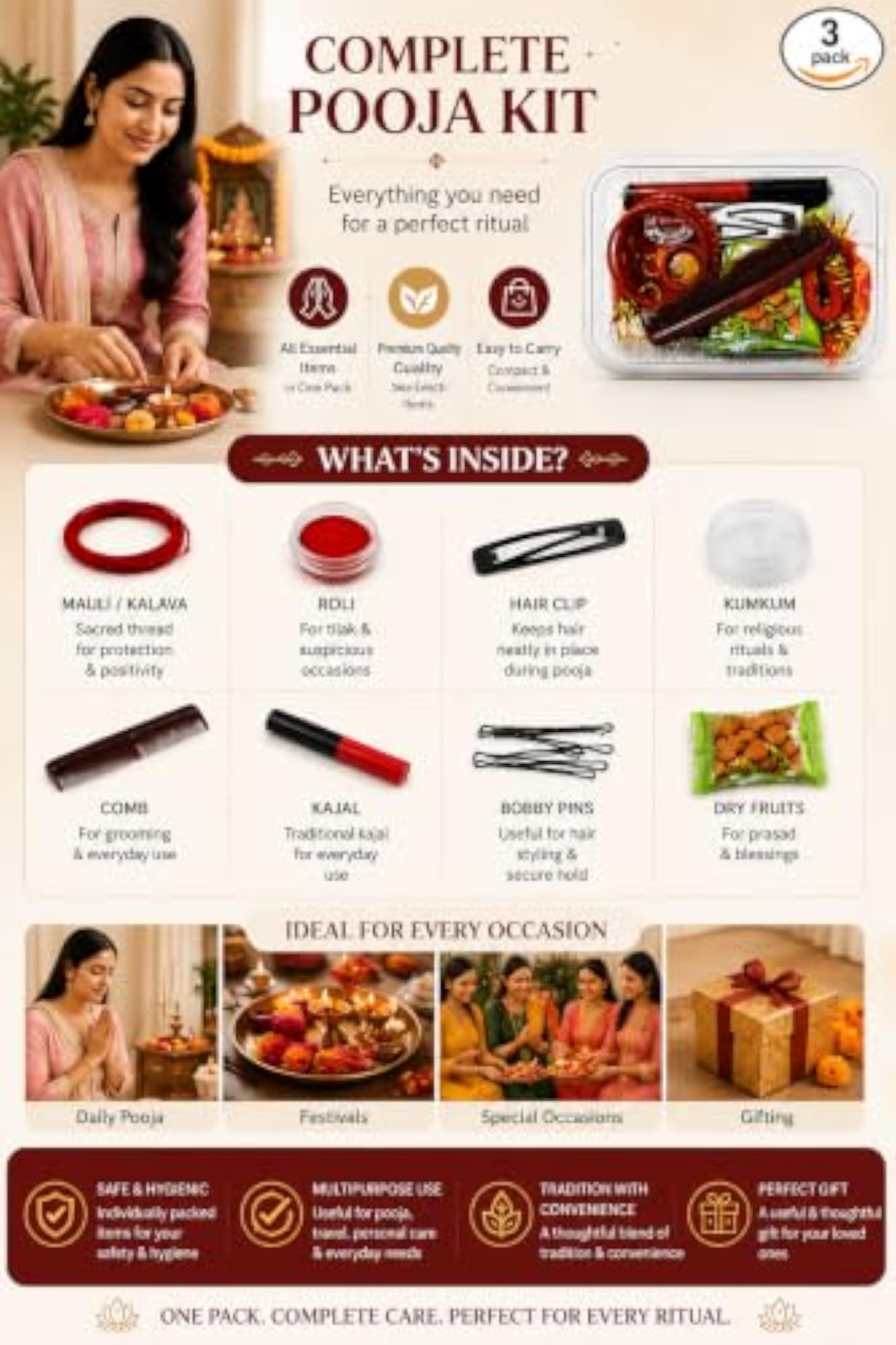 16 Shringar Kit for Women, Makeup & Pooja Essentials
