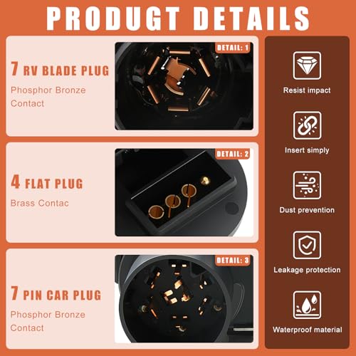 Image of Zhushan 7-Way Blade & 4-Pin Flat Trailer Plug Kit with Bracket, Compatible with Ford F-150 F-250, Ram, Chevy, GMC, Truck SUV RV Tow Wiring Harness (2009-2023)