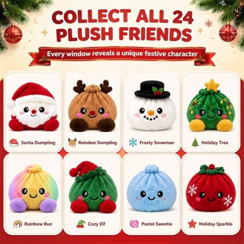 Christmas Plush Dumpling Advent Calendar 2026, 24 Days Countdown Calendar, Festive Holiday Gift Adults - image 7