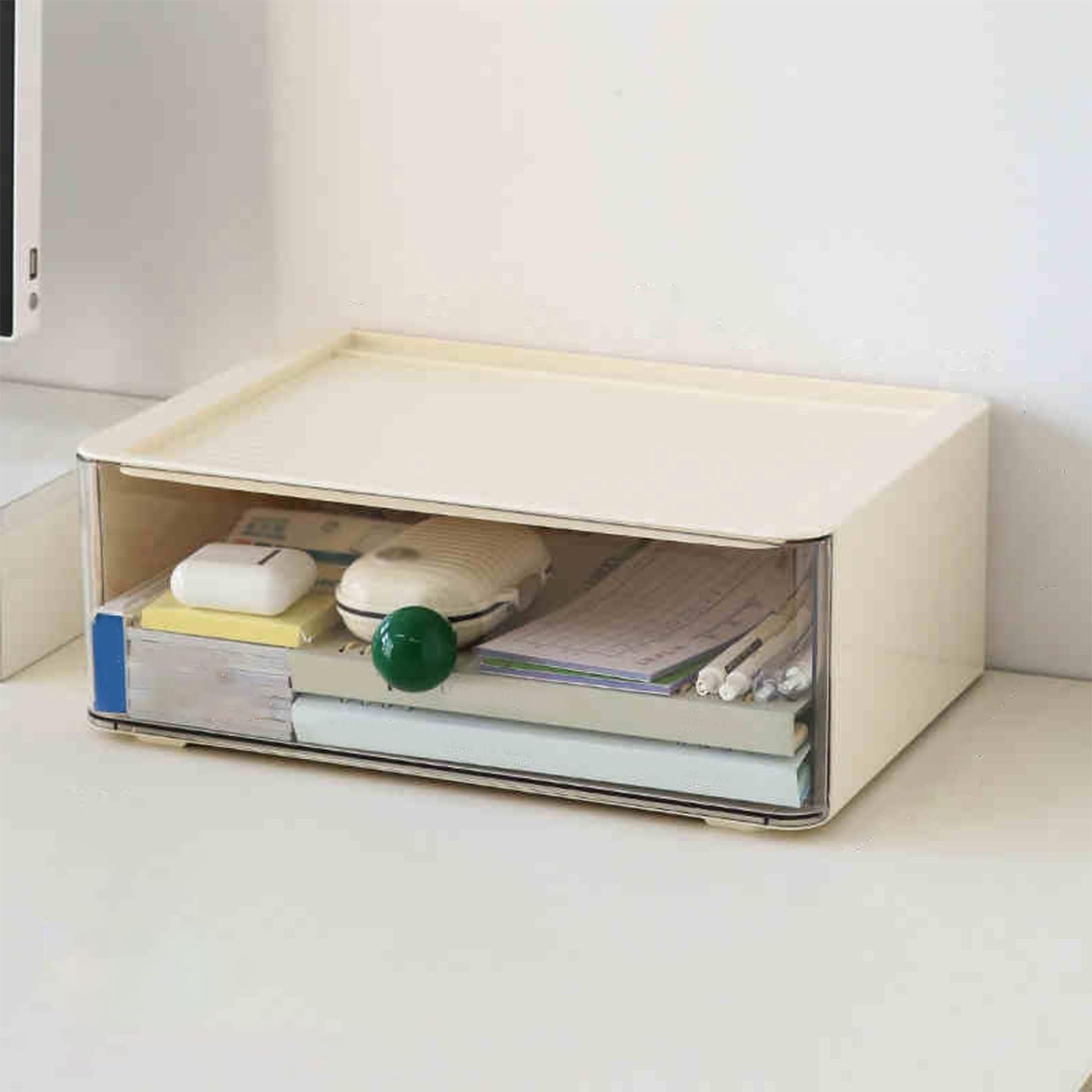 Organizador Escritorio Versátil, Organizadores de Cajones, Organizador de Escritorio de Gran Capacidad, Caja de Almacenamiento con Cajón Deslizante(Green)
