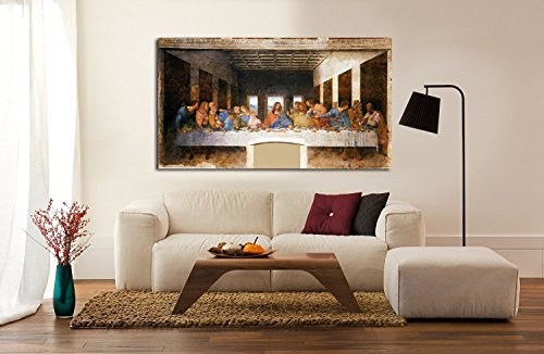 La dernière Cène toile impression tableau Da Vinci grand format cadre bois