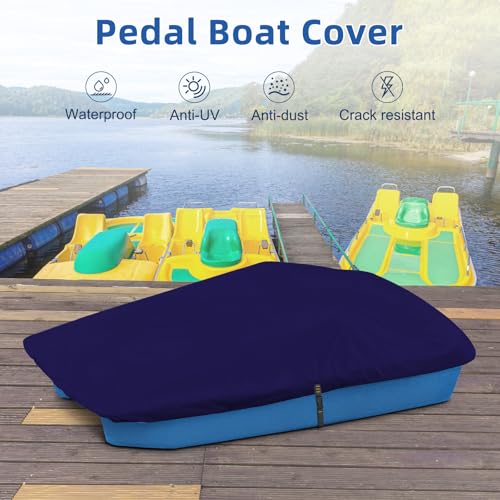 Pedal Boat Cover,Heavy Duty Waterproof & Anti-UV Paddle Boat Cover with Windproof Buckle Straps (Navy)