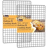 Cooling Racks for Cooking and Baking - 2 PCS 10" x 15" Grid Wire Baking Rack for Oven Cooking, Baking, Grilling, Roasting - Dishwasher Safe Bacon Rack - Fits Jelly Roll Cookie Sheet Pan