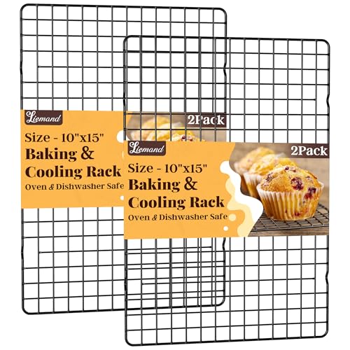 Cooling Racks for Cooking and Baking - 2 PCS 10" x 15" Grid Wire Baking Rack for Oven Cooking, Baking, Grilling, Roasting - Dishwasher Safe Bacon Rack - Fits Jelly Roll Cookie Sheet Pan