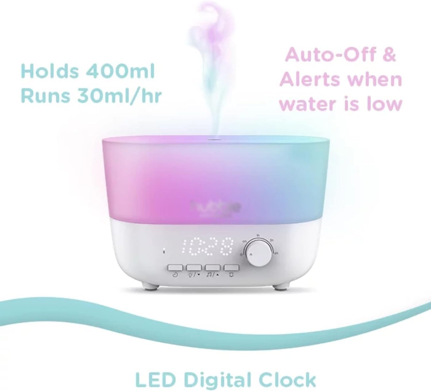 Umidificatore da Tavolo Umidificatori Umidificatore 5 in 1 con diffusore Altoparlante Luce Notturna e Orologio Umidificatore for Camera da Letto
