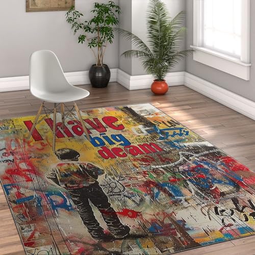 Tapis pop art street graffiti multicolore pour réveiller la chambre d'un ado