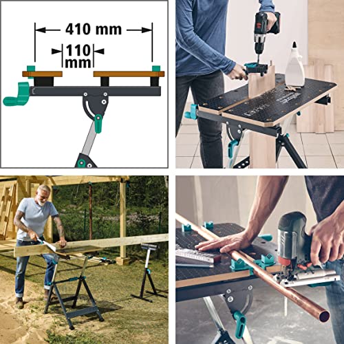 wolfcraft Klem- en werktafel Master 650 Ergo - traploos in hoogte verstelbaar - incl. vlakke spaninrichting, buisspaninrichting en inzetplank - mobiel - draagvermogen 120 kg - Made in Europe - 6870000 - Afbeelding 5