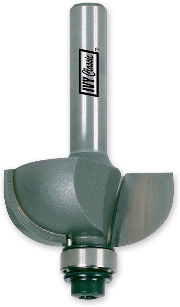 IVY Classic 10858 1/2" Radius Cove Carbide Router Bit with Ball Bearing, 1/4" Shank, 1/Hang Box, Radius: 1/2", Width: 1-3/8"
