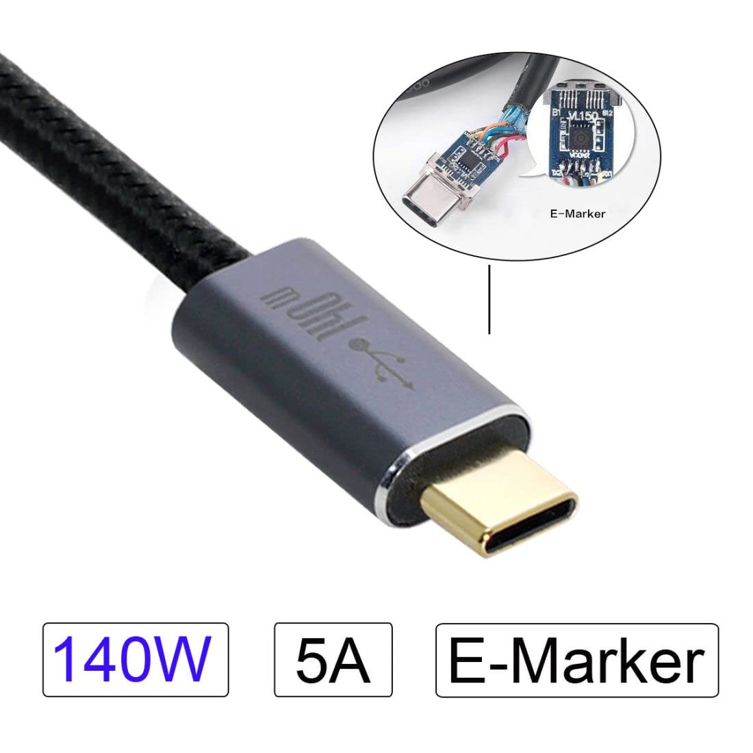 Cable Usb C Chenyang Câble Spiralé USB C Vers C USB 3.2 Type C Mâle Vers Femelle 20 Gbit /s PD 100 W 8K @ 60 Hz Câble De Charge Rapide De Données 1,8 M Thunderbolt 4