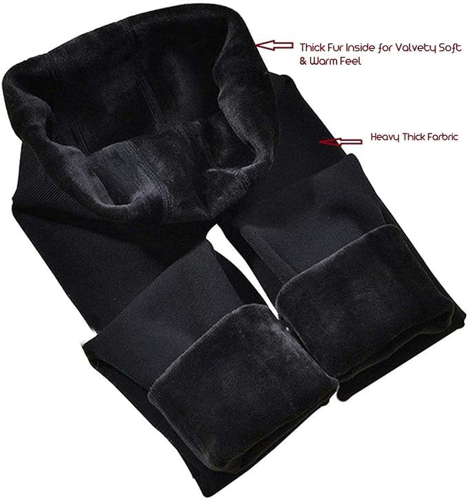 Image of Brachy Women's Winter Thermal Leggings | Warm Fur Lined Stretchable High Waist Thermal Leggings Without Socks | Footless Skinny Fit Winter Bottom Wear for Daily & Casual Use- (BCA FURLEG0X1-P)