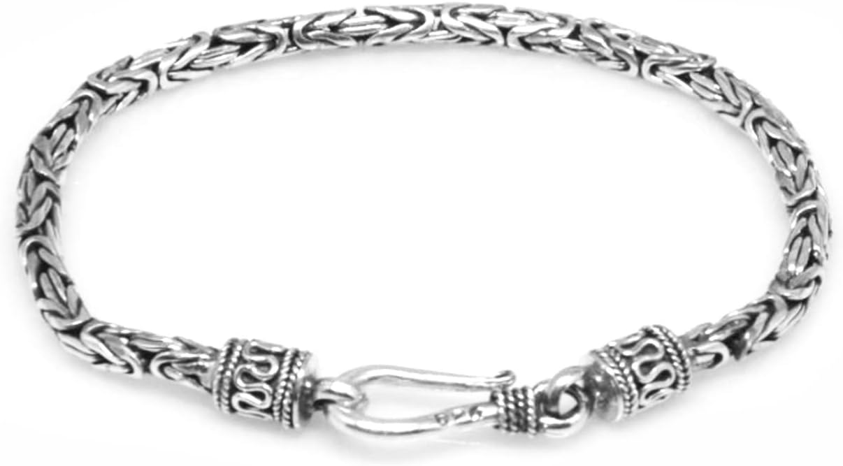 925 Sterling Silver Byzantine Chain Bracelet Handmade in Bali 2.5 mm