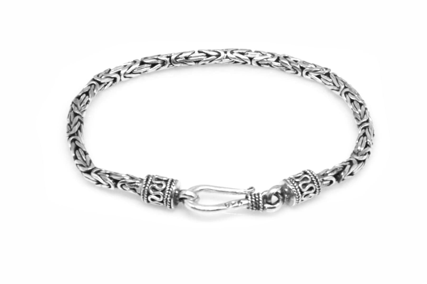 925 Sterling Silver Byzantine Chain Bracelet Handmade in Bali 2.5 mm