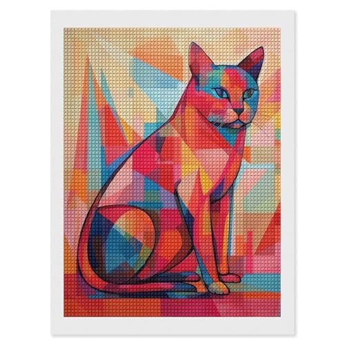 Peinture diamant carrée chat FodPand Anti-stress kit complet débutant déco chambre
