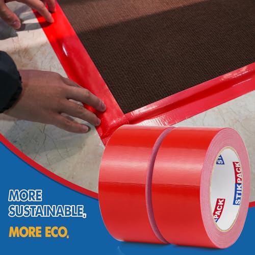 Image of 2 Rolls Red Duct Tape, Heavy Duty Strong Industrial Colored Duct Tape 9mil x 2inch x 25yds Flexible, No Residue, Waterproof and Tear by Hand, Multi-Use for Indoor & Outdoor Repairs