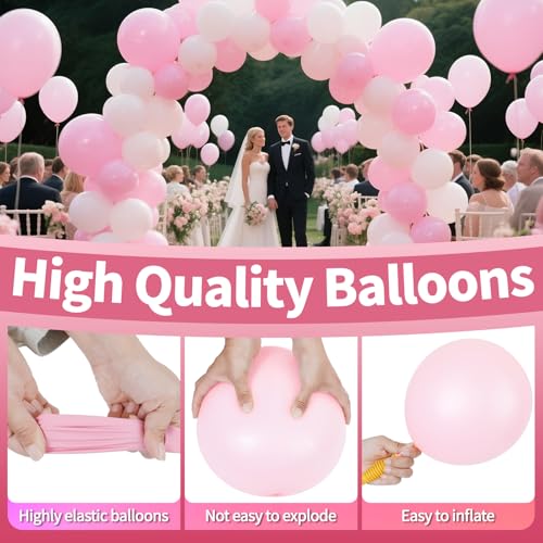 Image of Light Pink Balloon 12 Inch, 110pcs Latex Party Balloons Helium Bright Color for Birthday Baby Shower Wedding Party Supplies Arch Garland Decoration