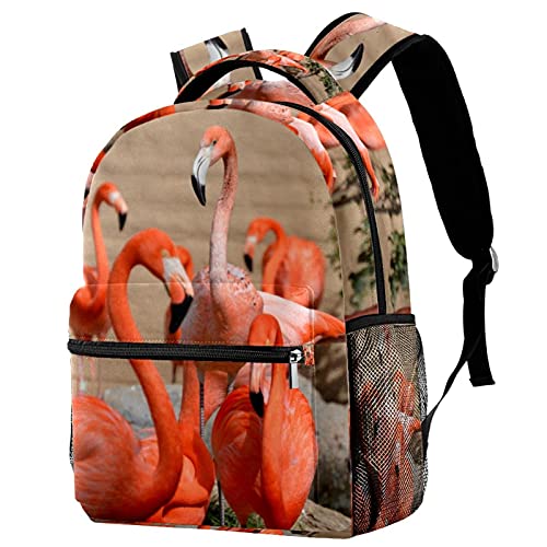 Sacs d'école flamant rose et feuilles tropicales pour étudiants