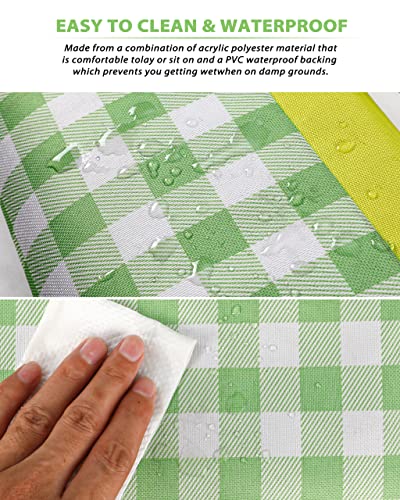 Vitacasa Picnic Blanket, Foldable Waterproof Sand Mat, 60" X 80" Extra Large Picnic Blanket For Beach Camping Hiking Travel Outdoor Family Concerts - Green Stripe #TOP3