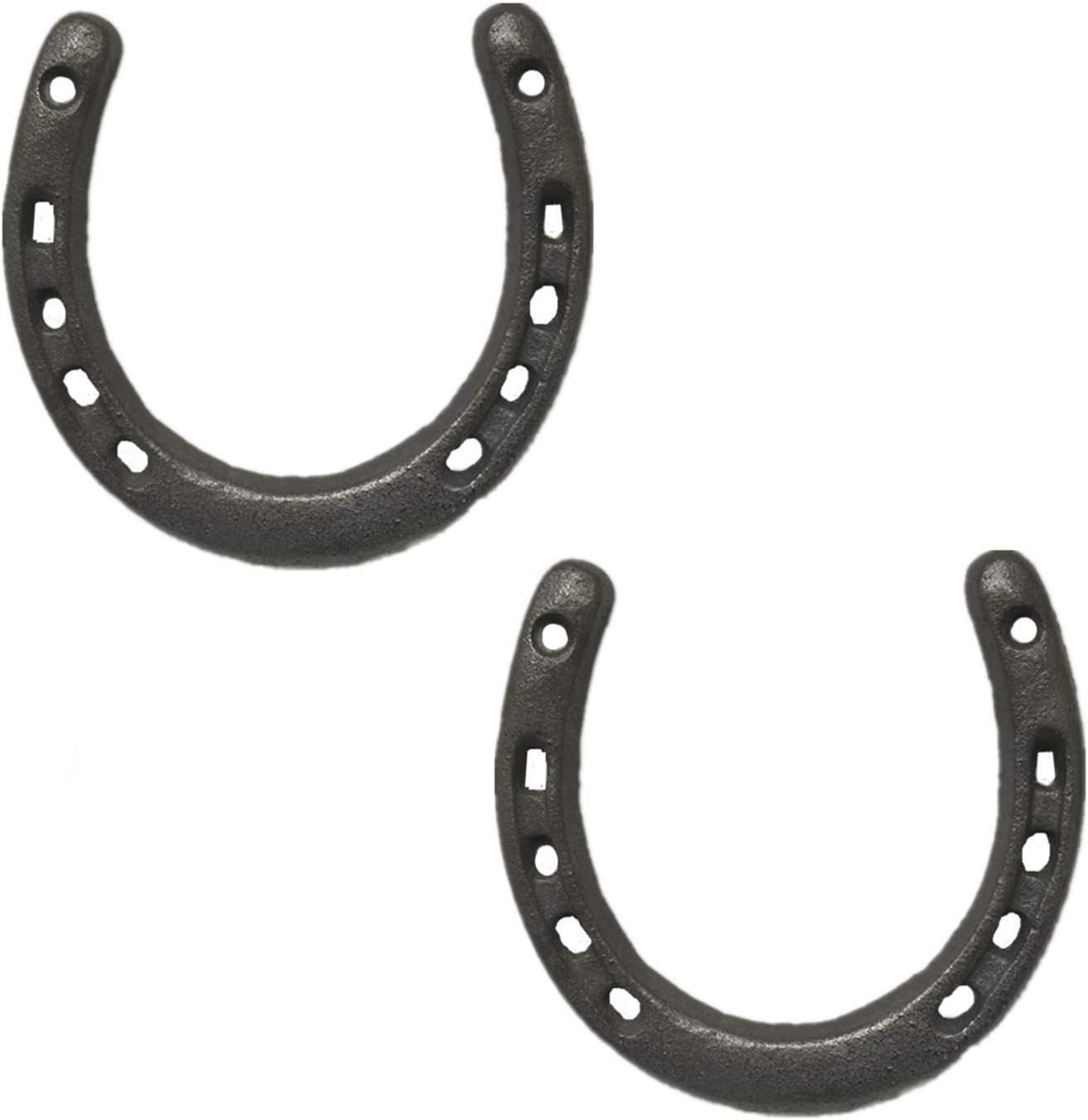 Cast Iron Horseshoe Wall Decor, Medium Horseshoe Durable Cast Iron 5 Holes On Each Side for Indoor Or Outdoor（2 pack)