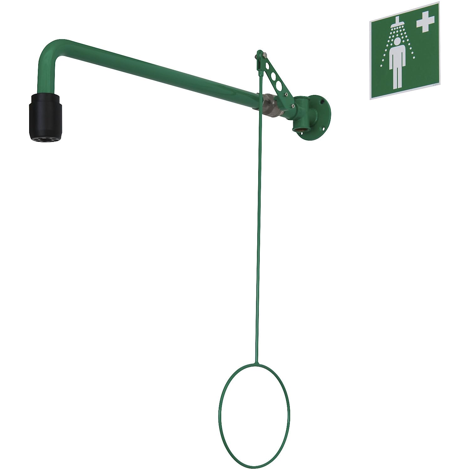 B-SAFETY | Körper-Notdusche ClassicLine | Wandmontage | Grün | Schwarz