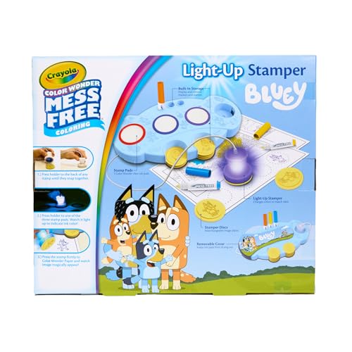 Image of Crayola Magic Light Up Bluey Stamper Art Set, Toddler Mess Free Coloring & Stamping Kit, Bluey Toys, Gifts for Ages 3, 4, 5 (Pack of 4)