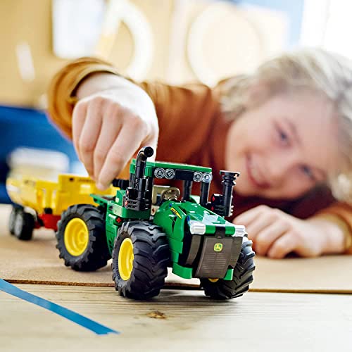 Image of Lego 42136 Technic Tractor Model Building Kit; A Project Designed for Kids Who Love Tractor Toys; Complete with Tipping Trailer; for Ages 8+ (390 Pieces)