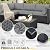 WAROOM Outdoor 5 Piece Patio Furniture Set, Black Rattan Conversation Couch Resin Wicker Sectional Sofa Outside Chair with Coffee Table, Grey Cushion