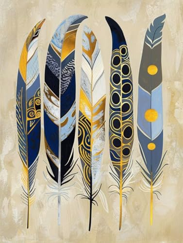 Peinture diamant adulte plumes pour créer une décoration murale de salon