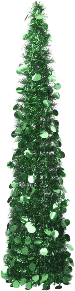 Pop-up Artificial Christmas Tree, Collapsible Pencil Artificial Christmas Tree, Small Pencil Christmas Tree for Home Holiday, Green 5 ft PET,-625