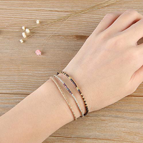 Image of C.QUAN CHI Handmade Friendship Beaded Bracelet Adjustable Colorful Miyuki Beads Bracelet