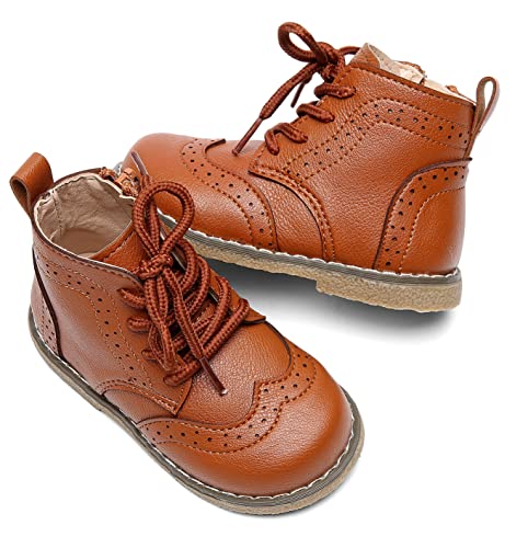 Dadawen Toddler Baby Boys Girls Hiking Boots Waterproof Leather Non Slip Lace Up Outdoor Work Ankle Winter Snow Boots(Toddler/Little Kid) Brown Us Size 5.5 M Toddler thumb #4