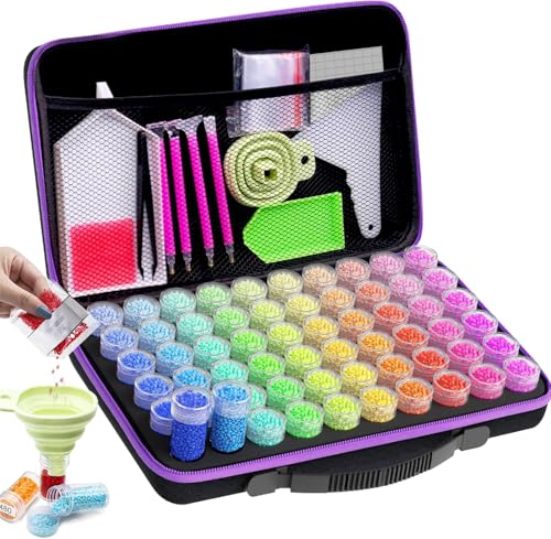 Accesorios de diamond painting: organizador de 60 botes para piedras y perlas