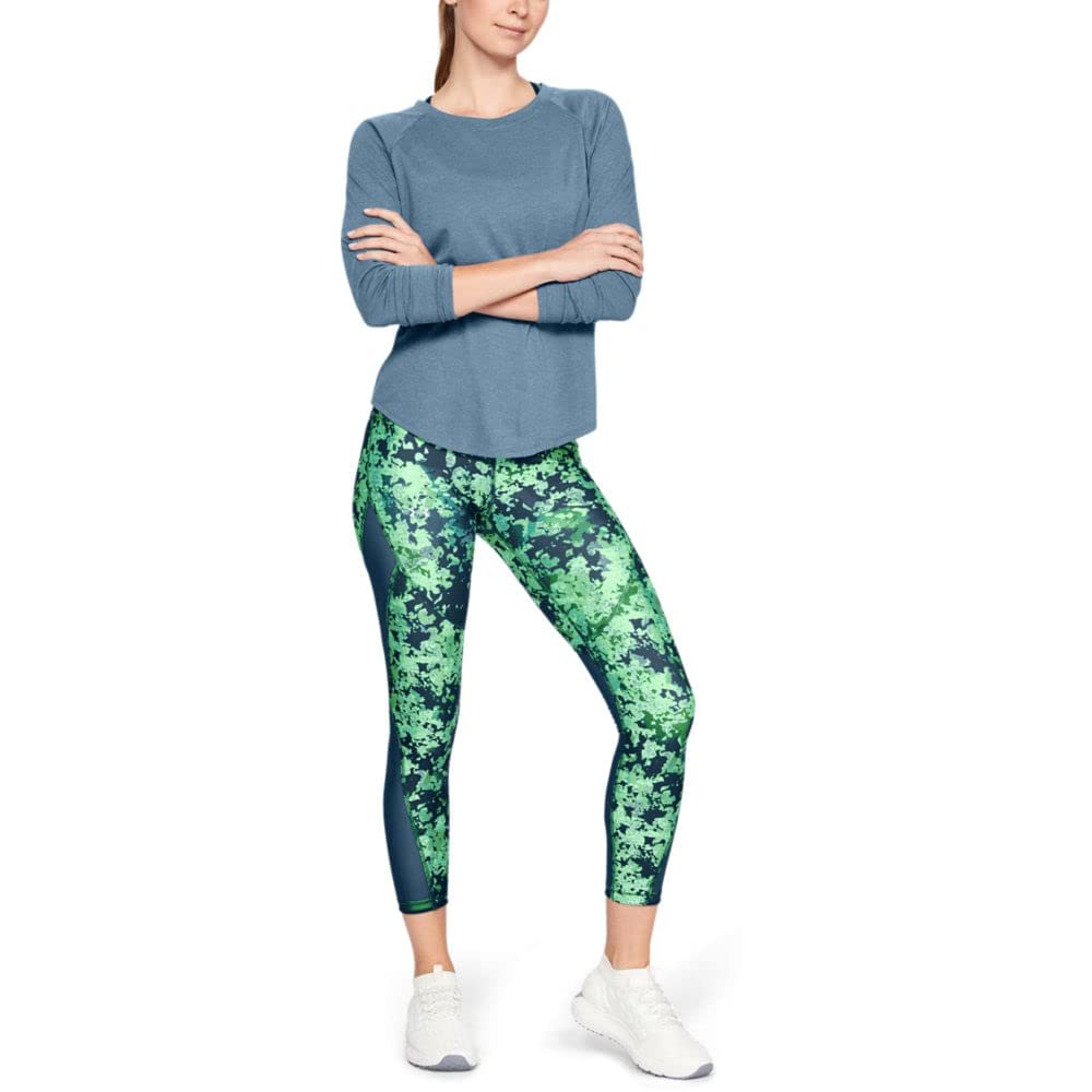 Under Armour HG Ankle Crop Double Nov Pant Pantalones Pirata, Mujer, Techno Teal/Green Typhoon/Metallic Silver, M