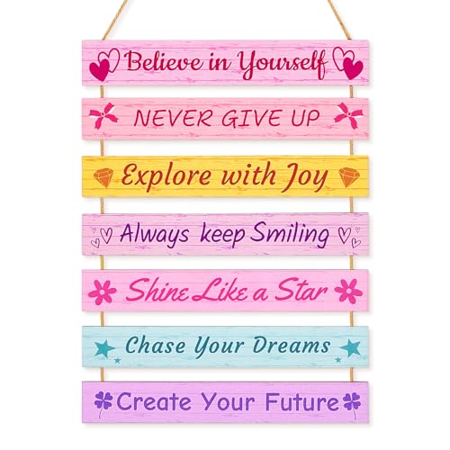 Beinou Girls Room Decor Colorful Inspirational Wall Decor Room Decor for Teen Girls Durable Kids for Nursery Playroom Bedroom, Pink Love Flower