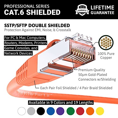 Image of InstallerParts (2 Pack Ethernet Cable CAT6 Cable Shielded (SSTP /SFTP) Booted 150 FT - Orange - Professional Series - 10Gigabit /Sec Network /High Speed Internet Cable, 550MHZ