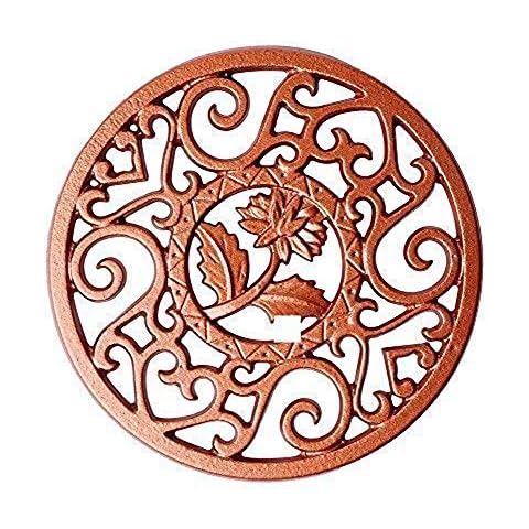 Beminh Cast Iron Trivet Decorative Mat- Heavy Duty Hot Pot Holder Pads, Placemat with Vintage Floral Pattern- for Kitchen Dining Table Tea Pot (Version A) Cover